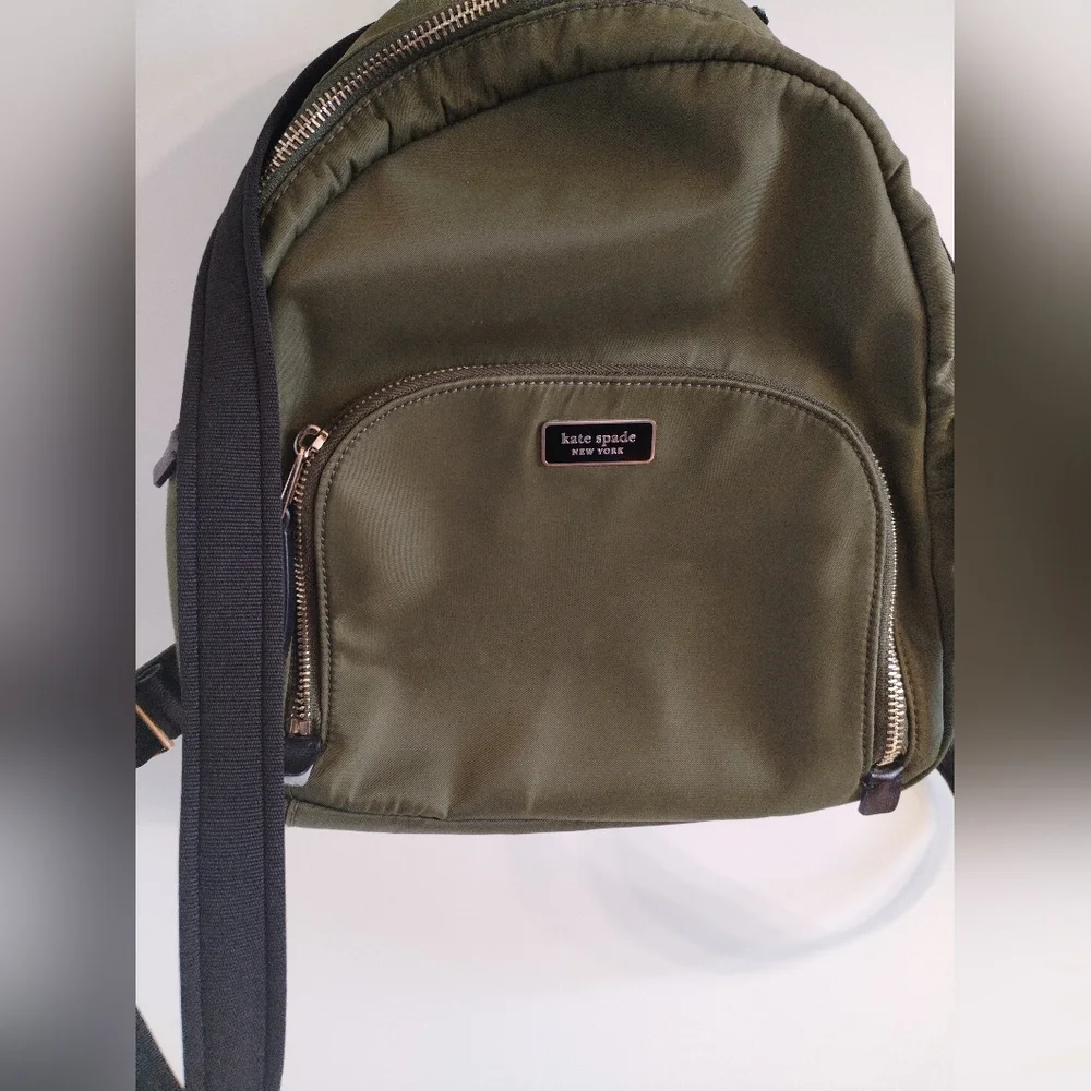Kate Spade, army green backpack,